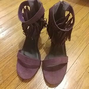Ashley Stewart size 11w suede tassel heel